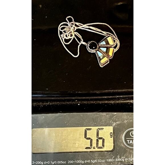 Vintage Navajo Sterling Silver Turquoise Onyx & Coral Pendant Necklace - 19” - Picture 16 of 16